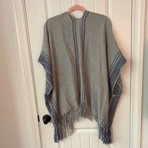 Gray and Blue Women's Poncho